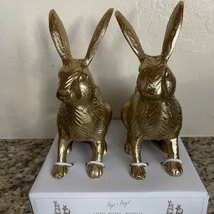Cupcakes & Cashmere Gold Rabbit Candle Holder Set